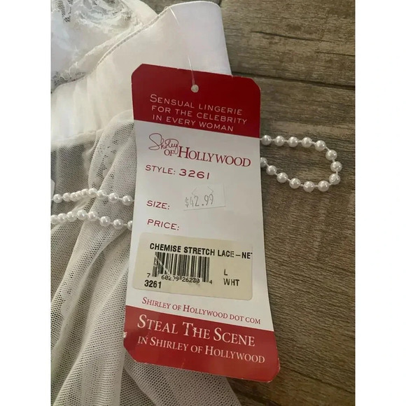 NWT Shirley Of Hollywood White Chemish Stretch Mesh Lingerie Size Large - Picture 3 of 8